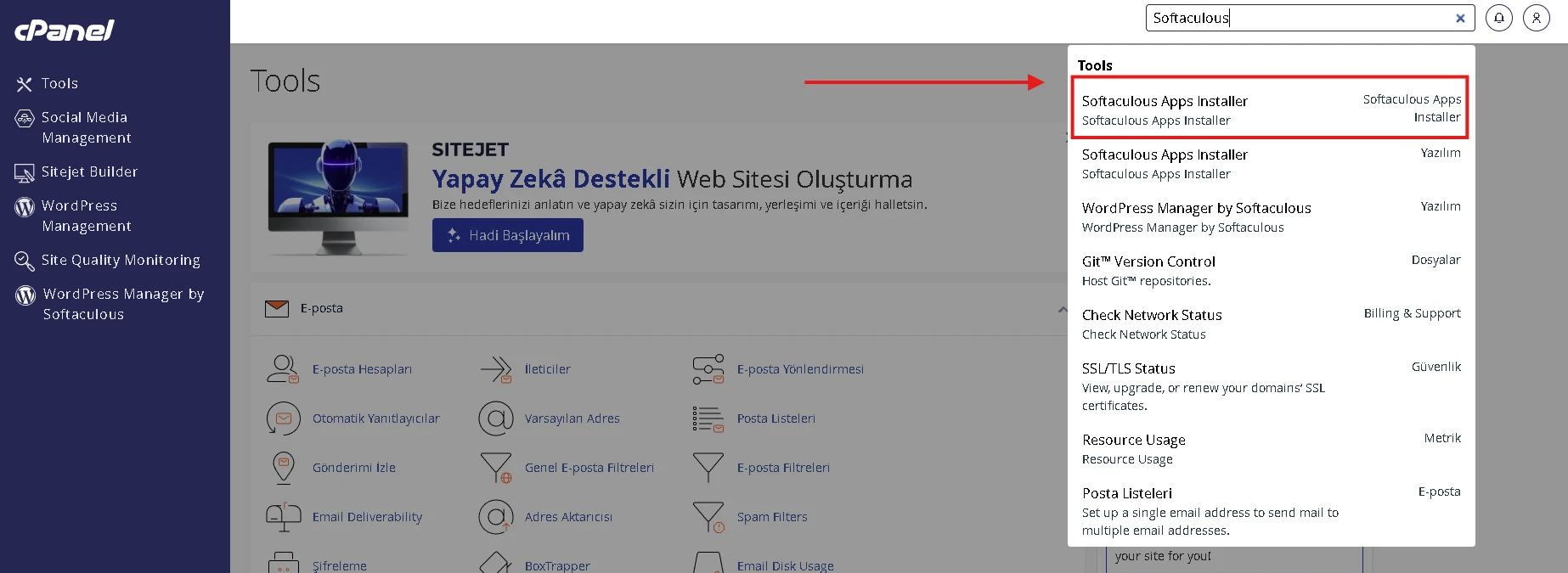 Softaculous ile WordPress Kurulumu
