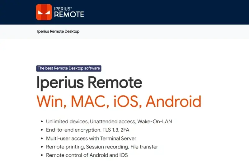 Uzaktan Bağlantı Programları Iperius Remote